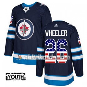 Winnipeg Jets Trikot Blake Wheeler 26 Adidas 2017-2018 Marineblau USA Flag Fashion Authentic - Kinder
